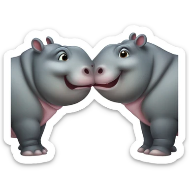 Two Hippopotamus kissing sticker