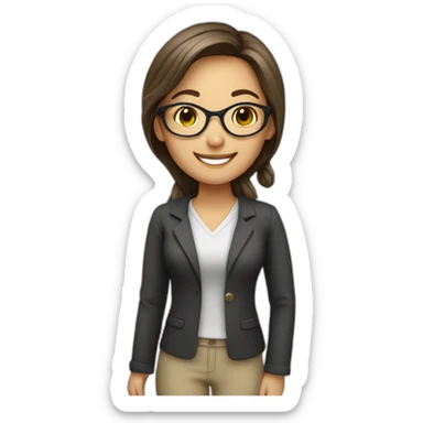 happy girl teacher with glasses sticker
