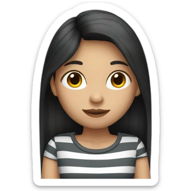 woman with dark long hair and striped shirt sticker