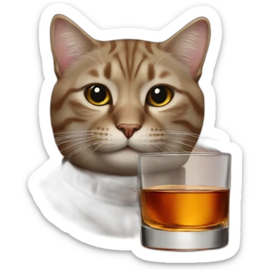 cat with whisky and cigar sticker