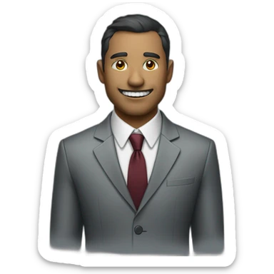 Portrait a wolf with teeth with a human-like face wears a sleek jacket and tie like a salesman sticker