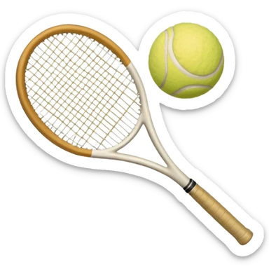 White Tennis racket with beige tennis ball aesthetic  sticker