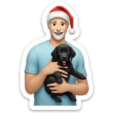 Santa Claus holding a 14 week old black Labrador  sticker