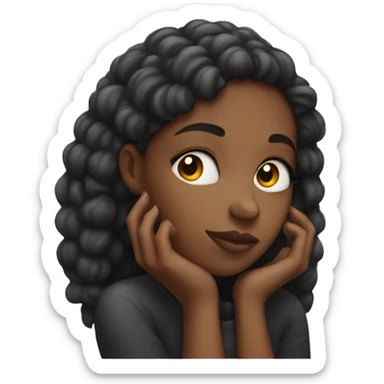 Black girl with her head resting on her hand sticker