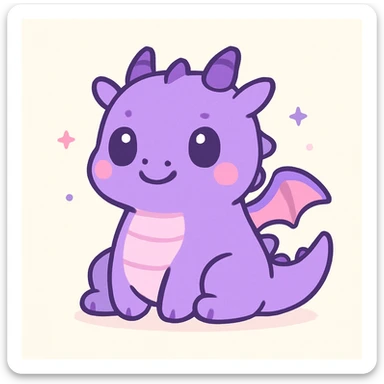 chubby purple dragon, fun and appealing style, adorable and appealing character design sticker