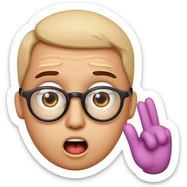 Generate a emoji head base with a shocked expression with a finger pushing the glasses down a little bit sticker