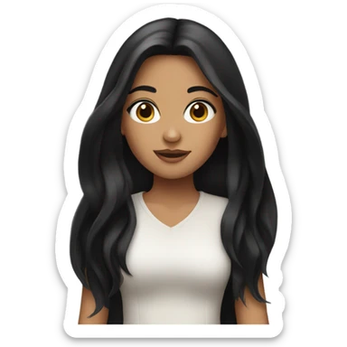 Girl with a log hair black  sticker