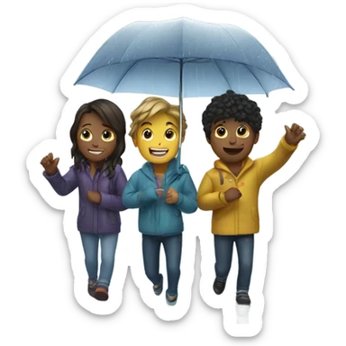 4 friends playing in the rain sticker