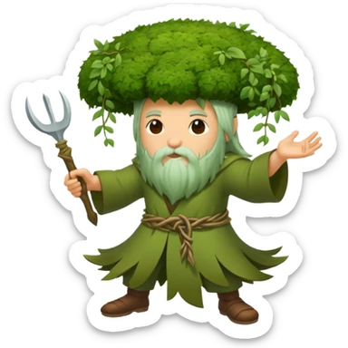 moss druid character slicing air with vine “no” sign sticker
