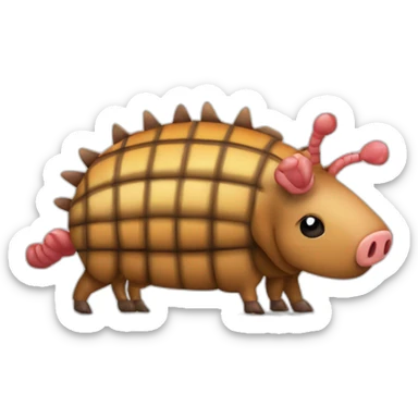 Chequered pattern pig armadillo cow centipede insect sticker
