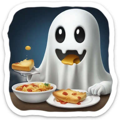ghost eating french cuisine sticker