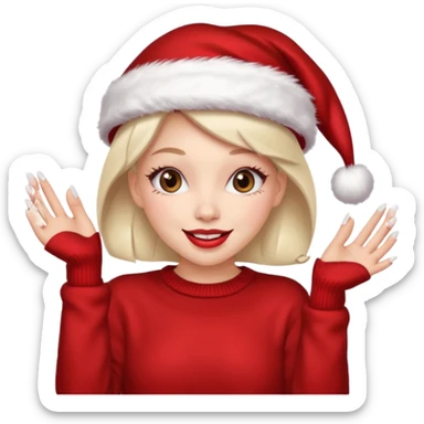 Sassy, cunty, girly Santa with big lips, fake nails, and a sweater, and a santa hat sticker