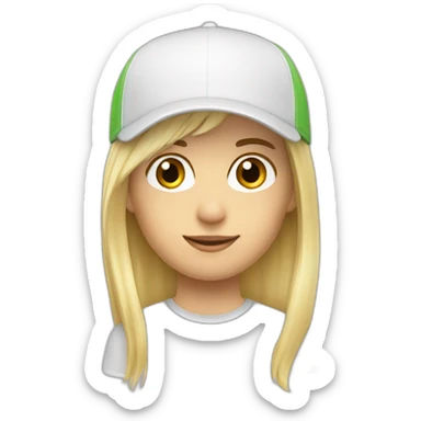 Short blond hear with fischer cap and sport r sticker