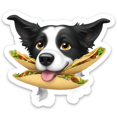 Border collie eating tacos sticker