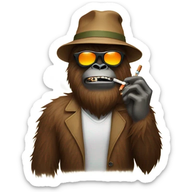 Bigfoot smoking with sunglasses sticker