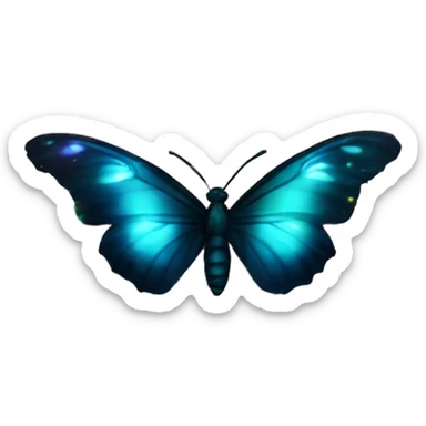 Dark iridescent butterfly glowing on top of cats head  sticker