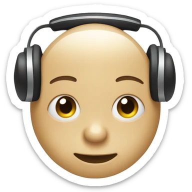 Listening music with cute face sticker