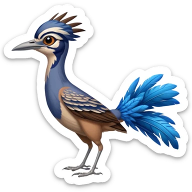 realistic roadrunner bird emoji, tail pointed down, realistic colors sticker