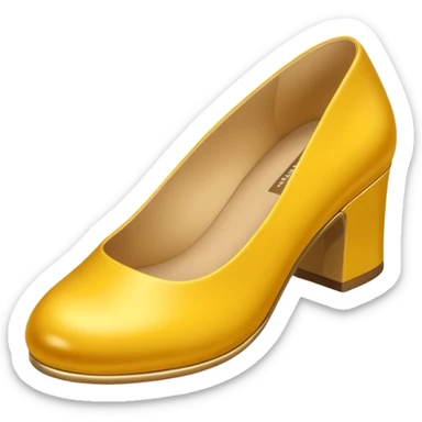 A 3D cartoon golden-yellow flat shoe with rounded toe and simple chic design, glossy finish, isolated background, Memoji-style. sticker