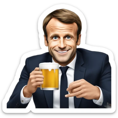 emmanuel macron qui boit une bière sticker