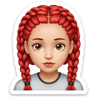 Big forehead girl with red highlights braids sticker
