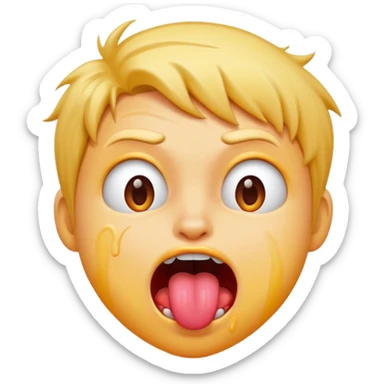 Hot/sweaty tongue-out face — hot, crazy fun, wild mood sticker