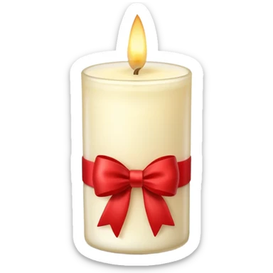 Soft vanilla long glass candle, with little red bow sticker