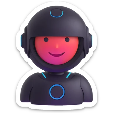 smiling metallic friendly AI assistant sticker
