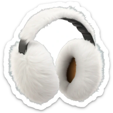 Realistic earmuffs white fur sticker