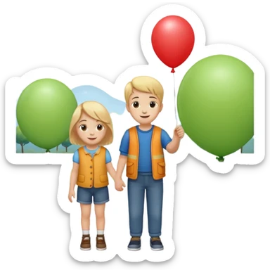 Child + balloon, Park Visitor. with park. sticker