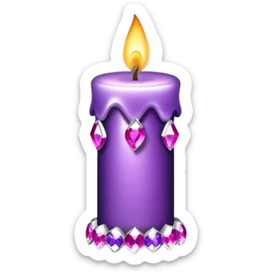 Bejeweled purple candle sticker