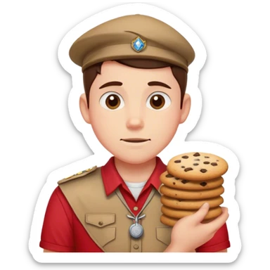 Scout in red with cookies sticker