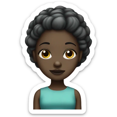 Very dark girl with black alopecia sticker