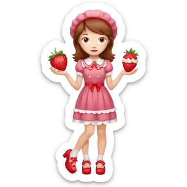 pretty and cute realistic modern day strawberry shortcake full body with red shoes emoji sticker