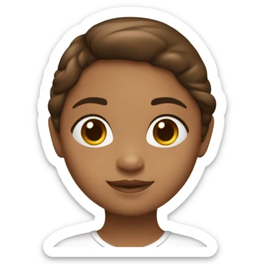 Una niña con pelo largo marrón claro con un corazón blanco sticker