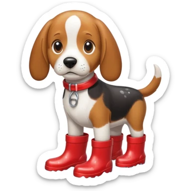 beagle with rainboots sticker