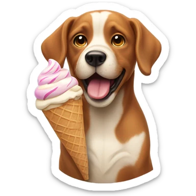 Dog eating ice cream sticker
