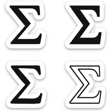 sigma symbol, various styles sticker