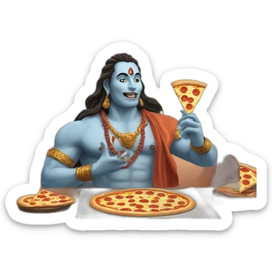 lord shiva eating pizza sticker