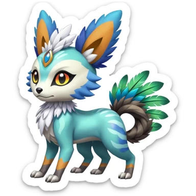 Colorful Exotic Randomly-colored Cartoon Anime Meloetta-WereGarurumon-Trico-Pokémon-Fakémon-fusion-hybrid-creature sticker