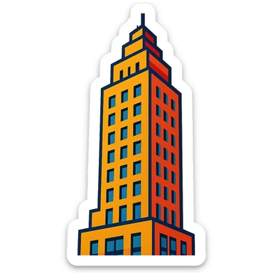 skyscraper in vibrant cartoon style sticker