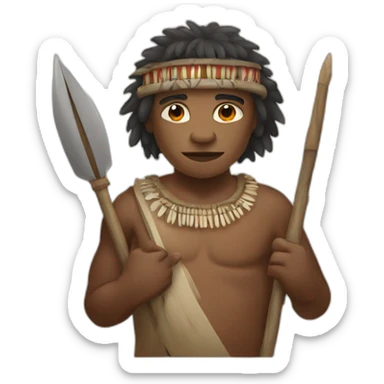 Aborigine with spear empty left hand  sticker