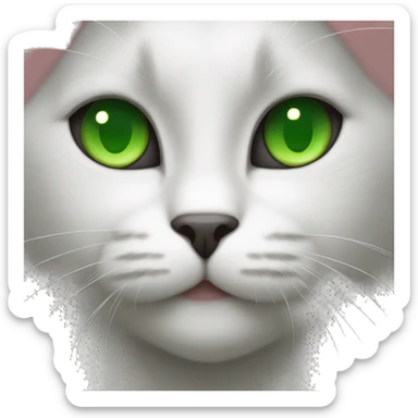 a black cat with green eyes, white paws and a white belly sticker