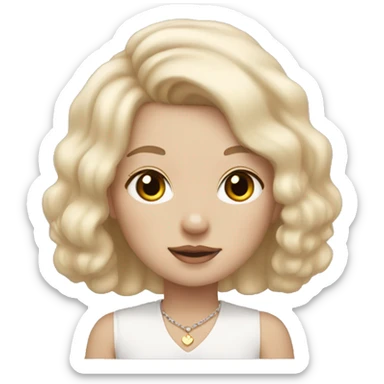 Girl with blonde hair and light eyes with little bichon frise with black ears sticker
