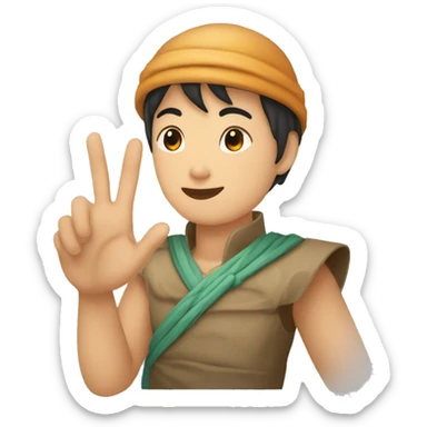 ado asiatique qui tient des clémentines dans ses mains sticker