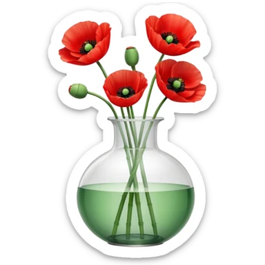 poppy flowers in a clear vase sticker