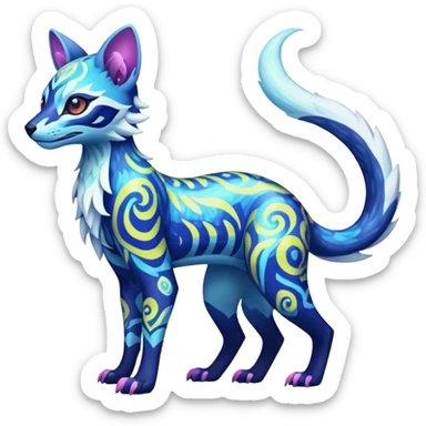 Icy floral shiny colorful neon bright vibrant patterned Genet-Absol-Zeraora-Primagen-fusion-creature  sticker
