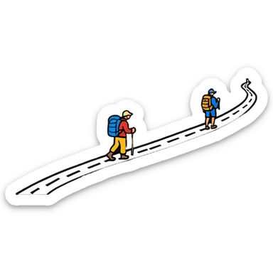 lonesome hiker walks down the camino de santiago path sticker