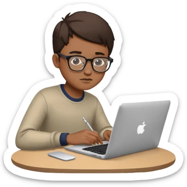 boy working in Macbook, he graphic designer sticker