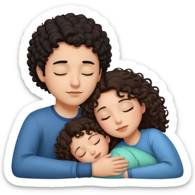 ragazzo con i capelli ricci neri e ragazza con i capelli castani che dormono insieme sticker